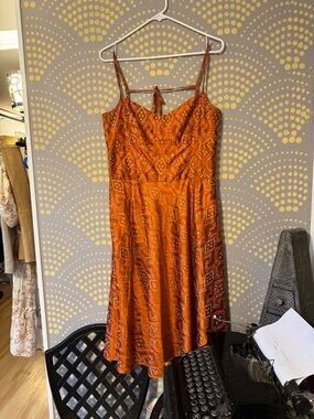 Banana Republic Y2K orange silk midi dress